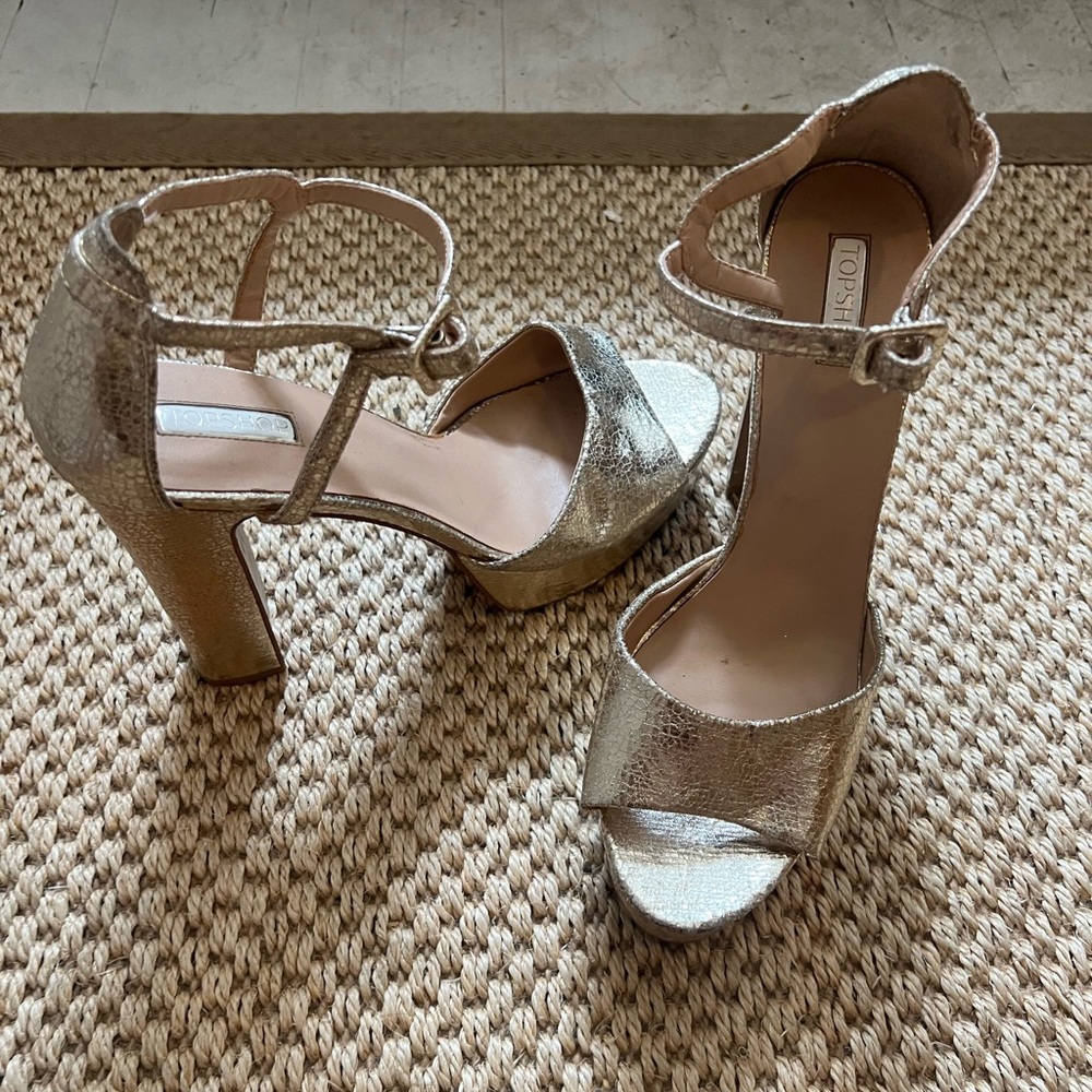 Top shop gold platform sandals size 10